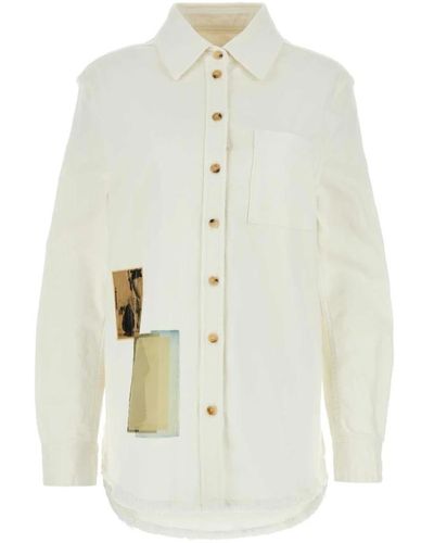 Lanvin Camicia bianca in denim elasticizzato - stilosa e confortevole - Bianco