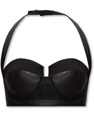 Balmain Leather halterneck bra - Negro