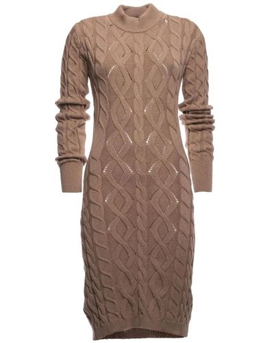 Akep Dresses > day dresses > knitted dresses - Marron
