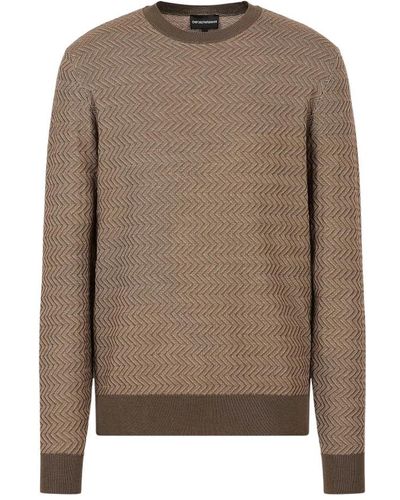 Emporio Armani Round-Neck Knitwear - Brown