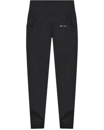 Champion Hose elastische leggings mit hoher taille und seitentaschen - Schwarz