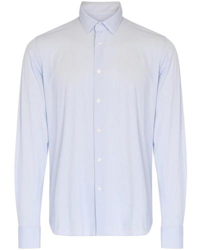 Rrd Blaues jacquard oxford hemd mit mikro punkten - Weiß