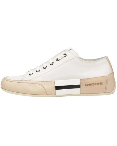 Candice Cooper Sneakers in pelle old e pelle tamponata rock patch s - Bianco