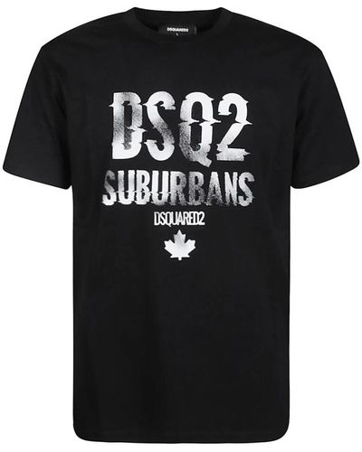 DSquared² T-shirt con stampa logo foglia d'acero - Nero