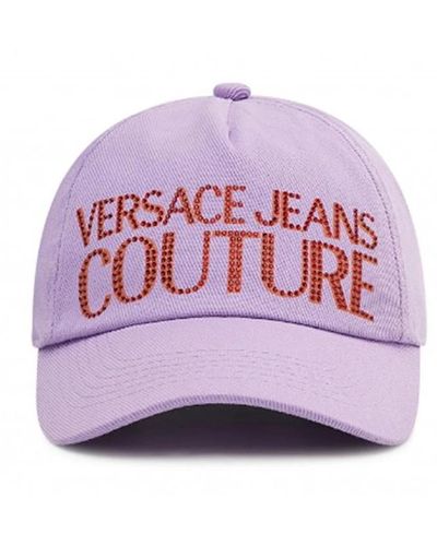 Versace Jeans Couture Lilla logo cap mit rotem strass-kontrast - Lila