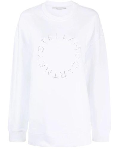 Stella McCartney Sudadera blanca con logo de pedrería - Blanco