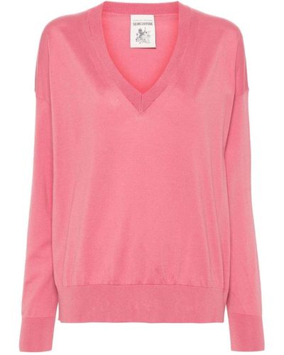 Semicouture V-Neck Knitwear - Pink