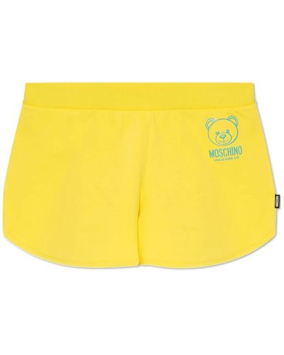Moschino Pantalones cortos de algodón con logo - Amarillo