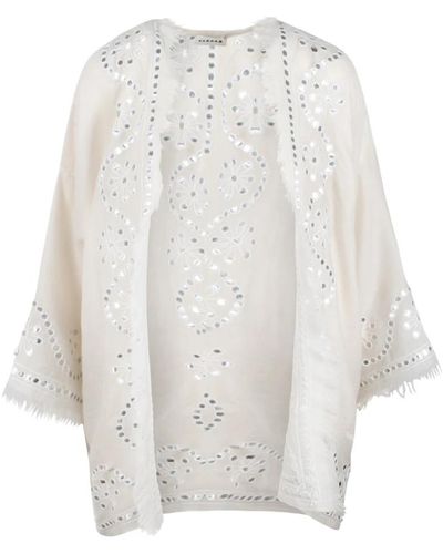 P.A.R.O.S.H. Cardigan in cashmere con paillettes ricamate - Bianco