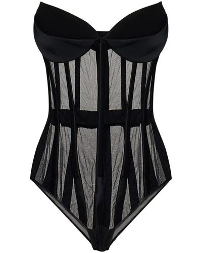 Monot Body corsetto in tulle nero trasparente