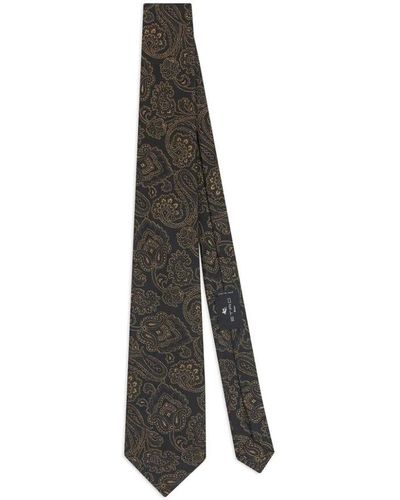 Etro Cravatta in seta nera con stampa paisley - Grigio