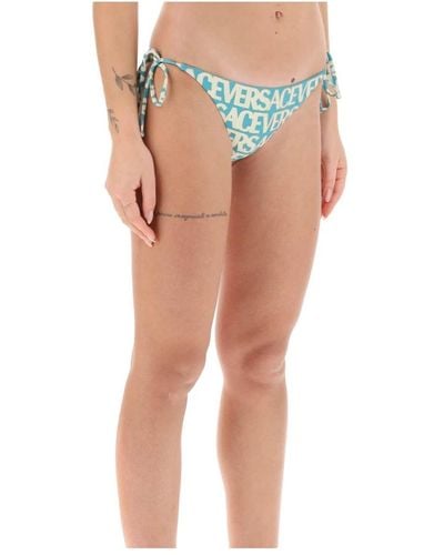 Versace Metallic-trimmed allover bikini bottom - Blau