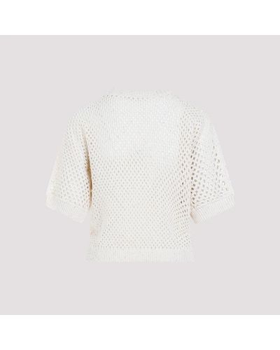Peserico R baumwoll-mesh-pullover mit pailletten - Weiß
