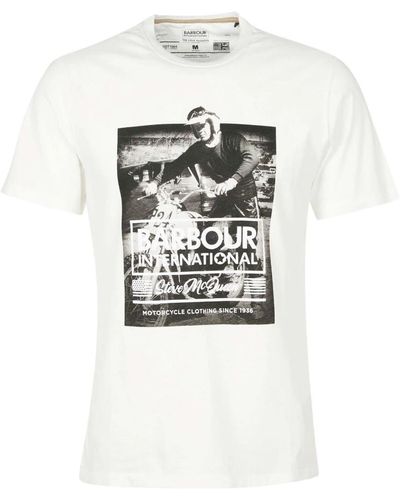 Barbour Steve mcqueen collaborazione magliette grafica - Bianco