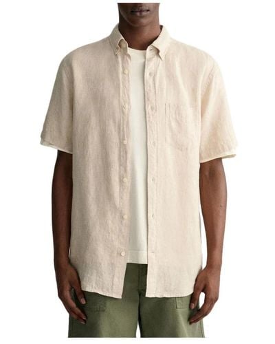 GANT Short Sleeve Shirts - Natural