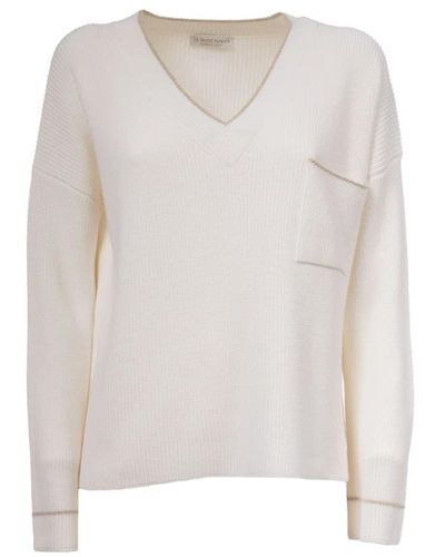 Le Tricot Perugia Knitwear > v-neck knitwear - Blanc