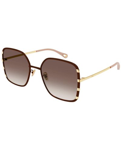 Chloé Braun goldene oversize quadratische sonnenbrille