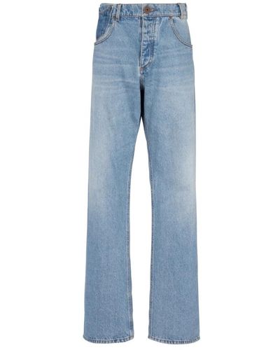 Balmain Contrast-pocket wide-leg jeans - Blu
