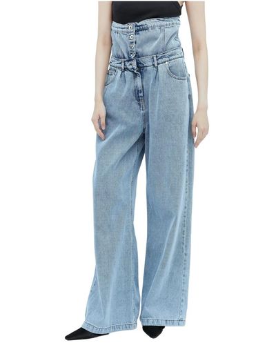ROKH High rise button waistband jeans - Blau