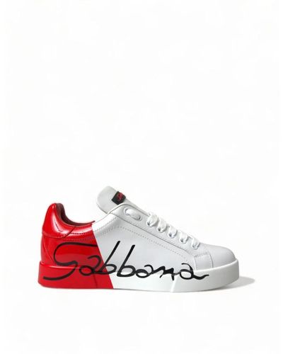 Dolce & Gabbana Weiße rote portofino schnürschuhe