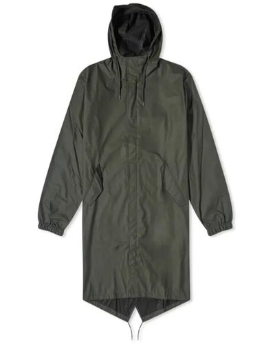 Rains E Fishtail Parka mit Asymmetrischem Saum - Grün