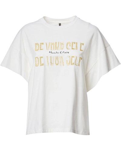 Manila Grace Bedrucktes t-shirt für frauen ila grace - Weiß