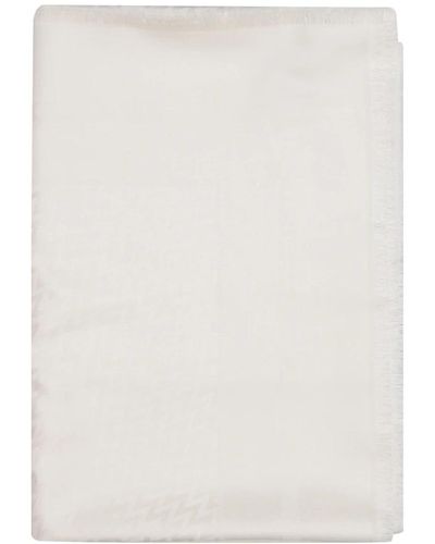 Lanvin Sciarpa in lana e seta con logo stampato - Bianco