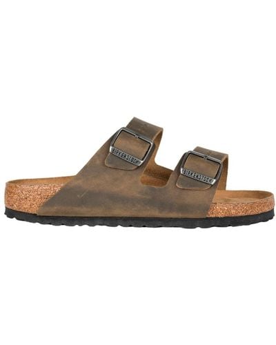 Birkenstock Faded sandale in geöltem khaki-leder - Braun