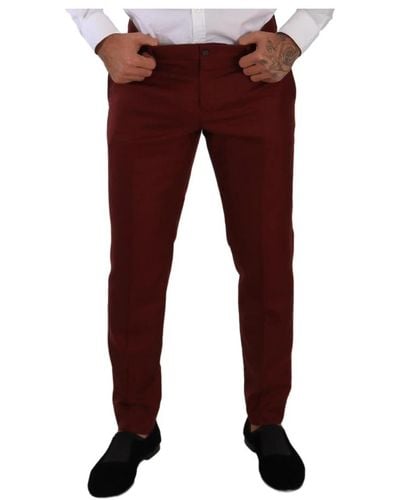 Dolce & Gabbana Red cashmere silk dress men trouser pants - Rosso