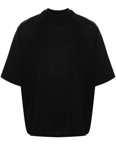 The Attico Magliette in cotone nera con logo ricamato - Nero