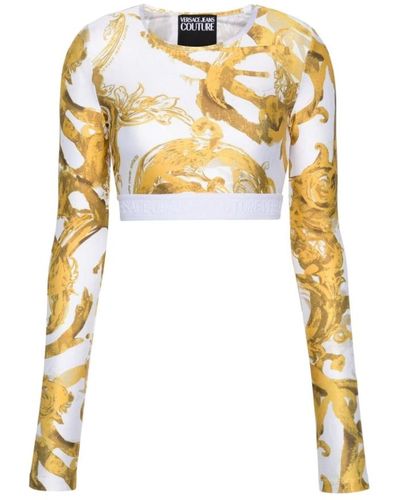 Versace Jeans Couture Top blanco con diseño de camiseta genérico - Amarillo
