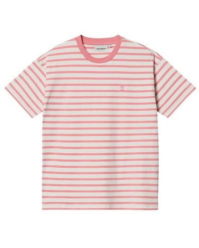 Carhartt Robie T-Shirt I029080 Robie Stripe Wax/Rothko - Pink