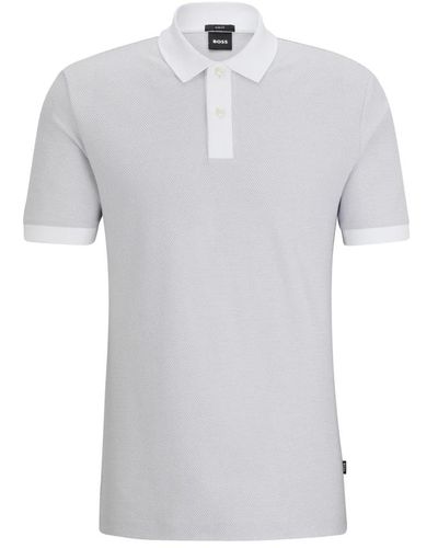 BOSS Polo-shirt mit gewebter mesh-struktur - Grau