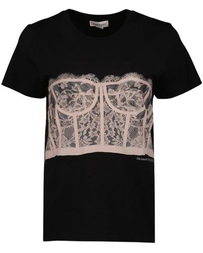 Alexander McQueen Camiseta estampada corset - Negro