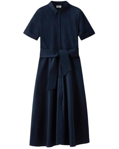 Woolrich Vestido midi de algodón clásico - Azul