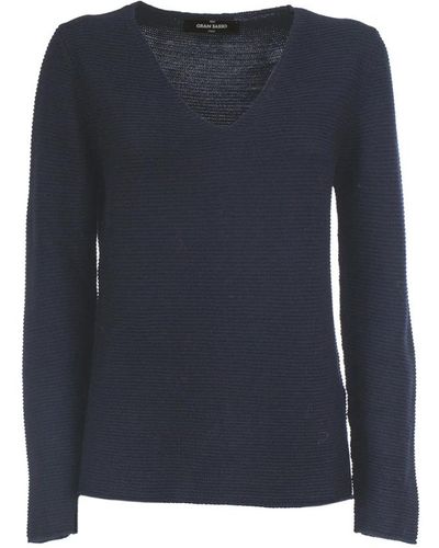 Gran Sasso Jersey de lana con cuello en v - Azul