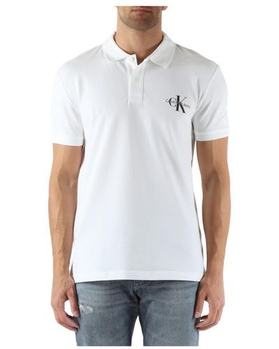 Calvin Klein Regular fit baumwollpolo mit logo-stickerei - Weiß