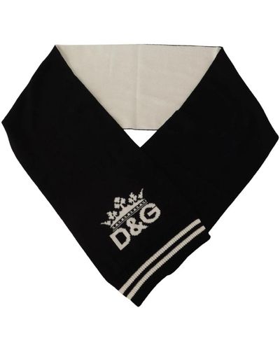 Dolce & Gabbana Scialle sciarpa in cotone nero bianco dg stampato in cashmere