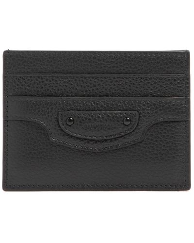 Balenciaga Klassische schwarze lederkartenhalter brieftasche