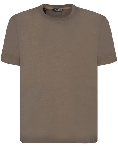 Tom Ford Grünes t-shirt rundhals rippenborte - Grau