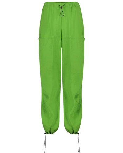 Jane Lushka Pantaloni cupro verdi a gamba larga - Verde
