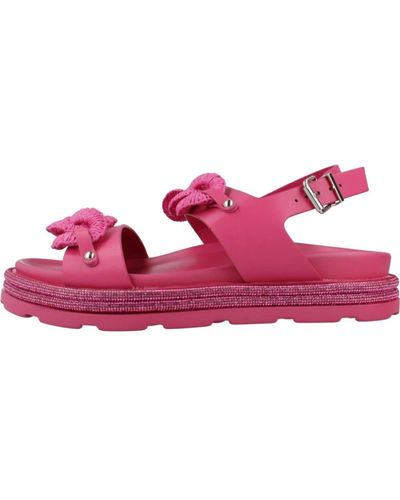 CafeNoir Stilvolle flache sandalen mit doppeltem c - Pink