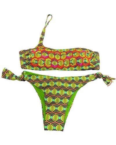 Miss Bikini Top bikini geometrico a spalla singola - Verde