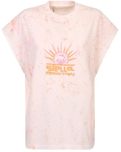 Stella McCartney Camiseta sin mangas con estampado de logotipo - Rosa