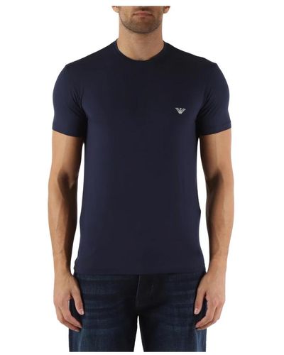 Emporio Armani Modal stretch logo besticktes t-shirt - Blau
