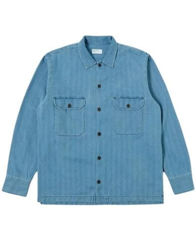 Universal Works Shirts > casual shirts - Bleu