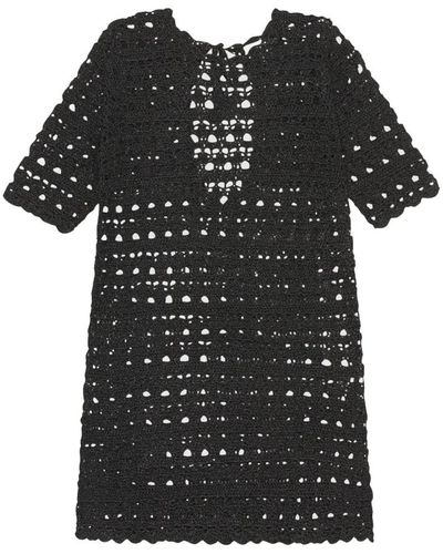 Ganni Gehäkeltes minikleid mit offenem rücken - Schwarz