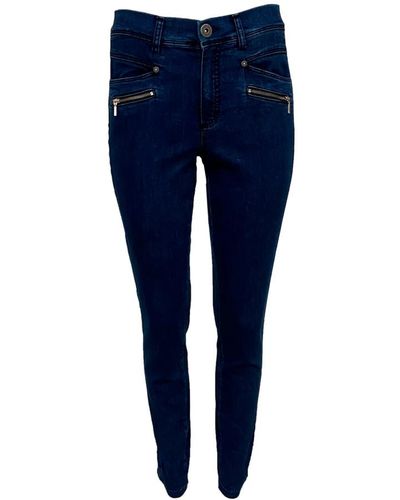 2-Biz Eng anliegende Skinny Jeans mit Reißverschlusstaschen - Blau