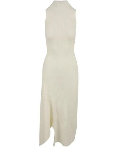 Akep Cremefarbenes kleid mit modell vskd01062 - Weiß