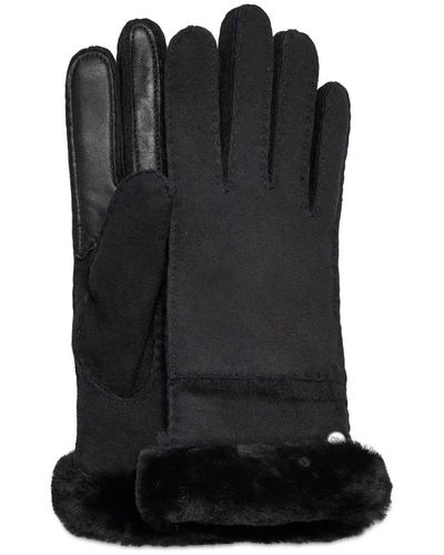 UGG W Classic Leather Logo Glove - Noir